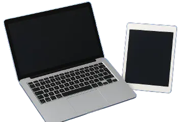 A laptop and a tablet