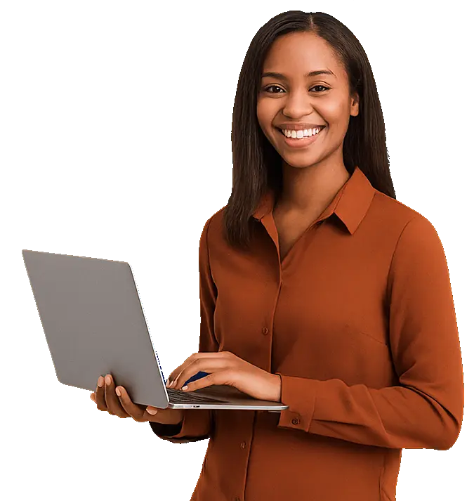 Person holding a laptop